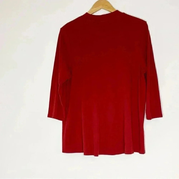 J. Jill red mock neck quarter sleeve top L - Picture 3 of 5